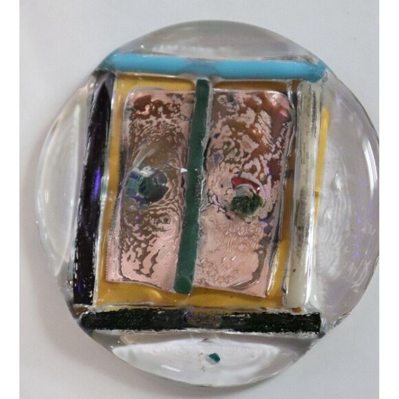Studio Art Glass Multicolor Round Disk‎ Paperweight - Picture 1 of 5